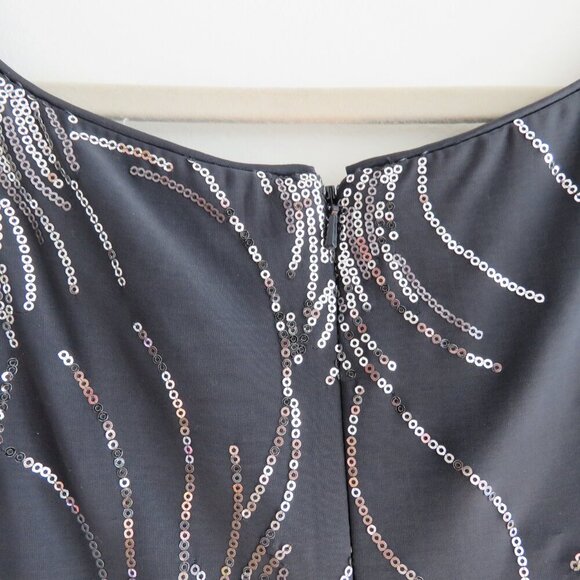 ALEX EVENINGS Gray Silver Sequin Ruched Maxi Evening Dress Gown - Size US 16W - Picture 13 of 15